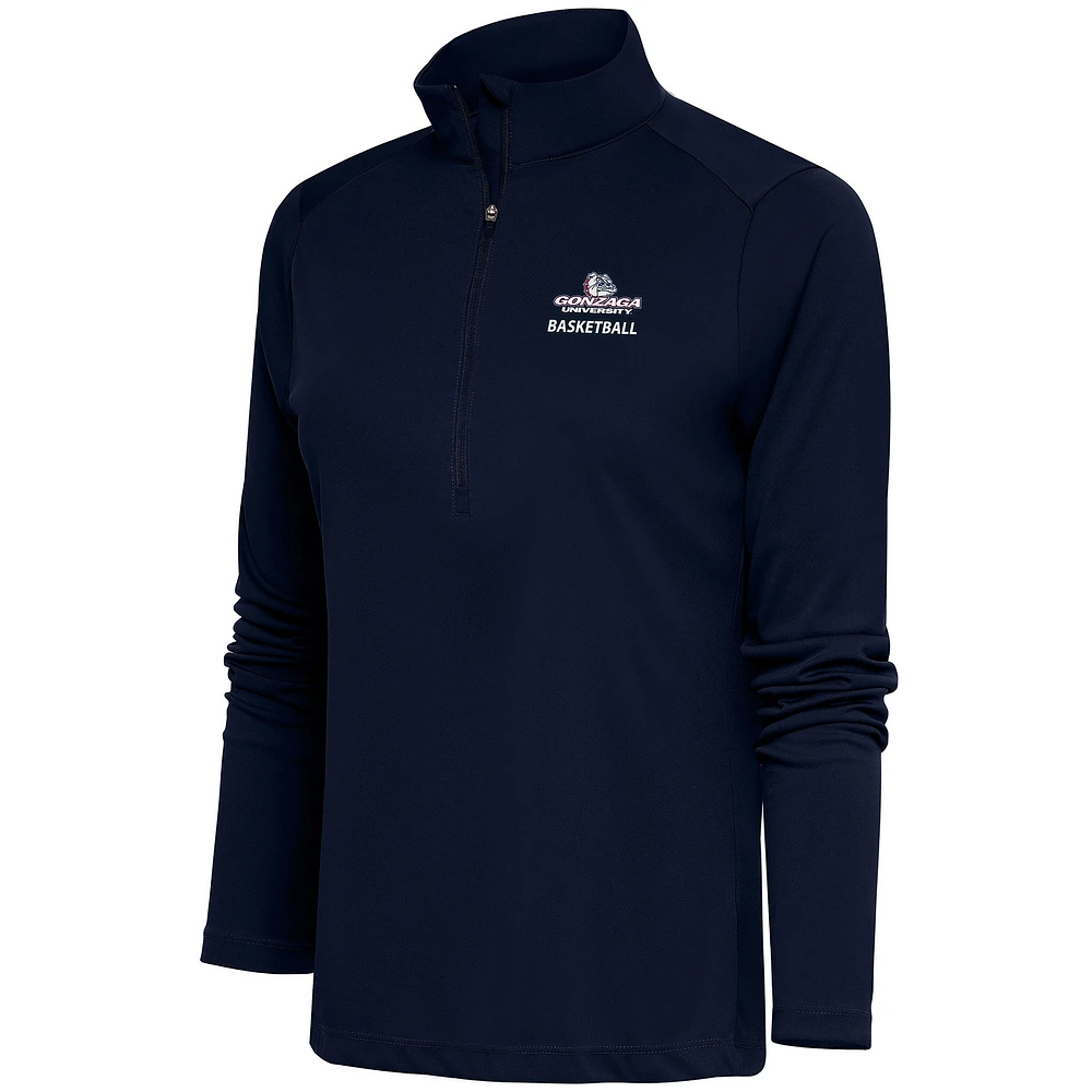 Women's Antigua Navy Gonzaga Bulldogs Basketball Tribute Half-Zip Pullover Top