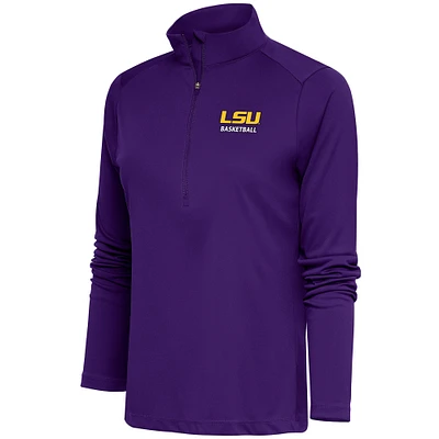 Women's Antigua Purple LSU Tigers Basketball Tribute Half-Zip Pullover Top