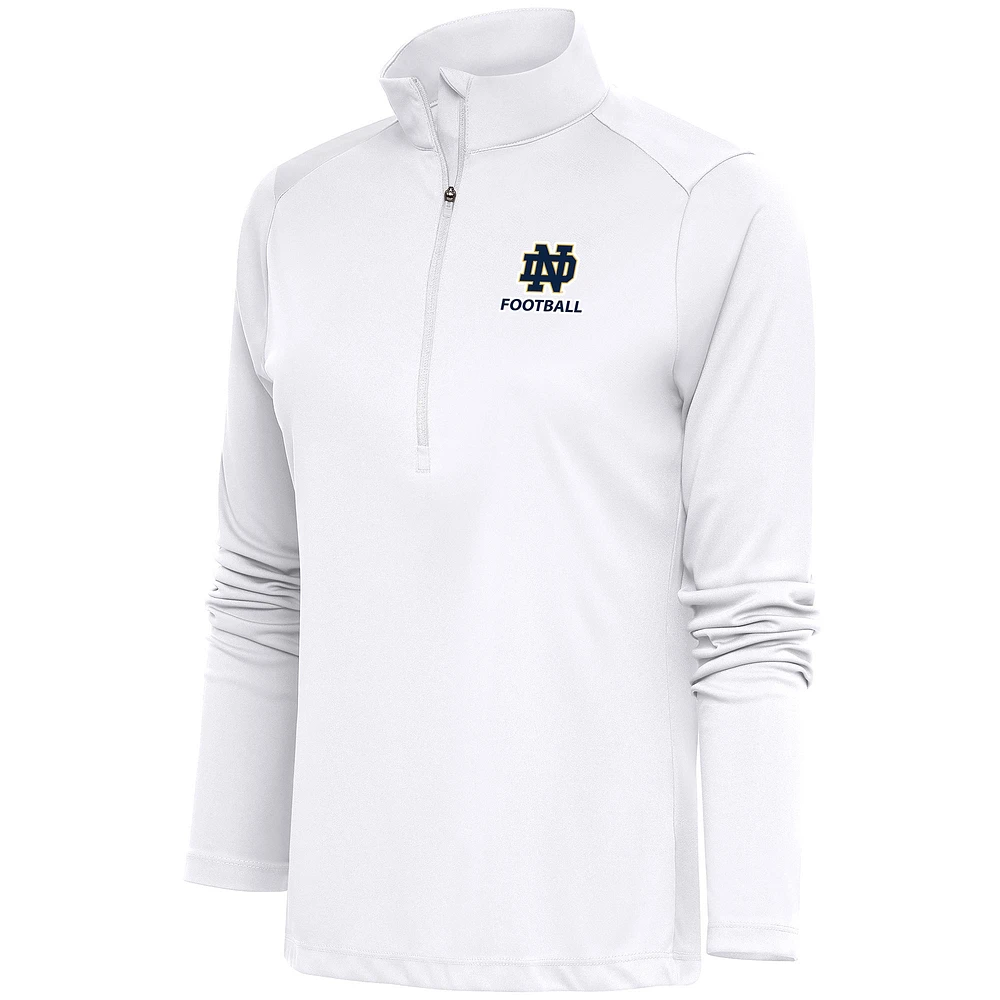Women's Antigua White Notre Dame Fighting Irish Football Tribute Half-Zip Pullover Top