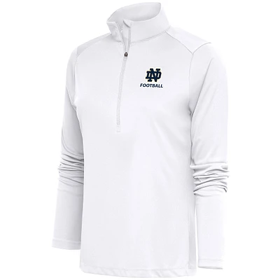 Women's Antigua White Notre Dame Fighting Irish Football Tribute Half-Zip Pullover Top