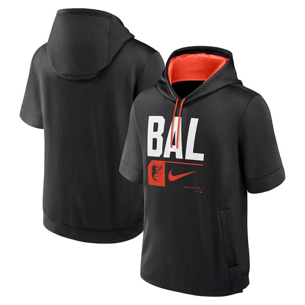 Men's Nike Black Baltimore Orioles Tri Code Lockup Short Sleeve Pullover Hoodie