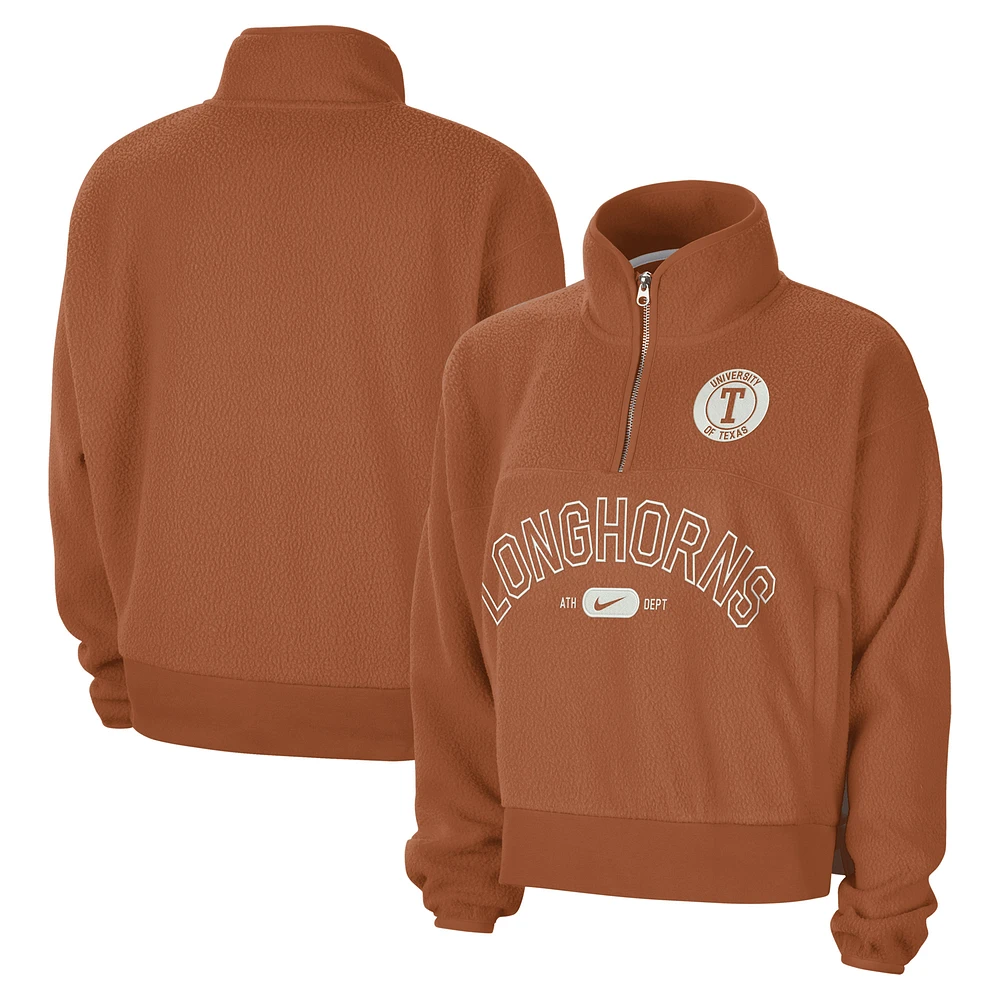 Women's Nike Texas Orange Texas Longhorns Fly Fleece Quarter-Zip Jacket