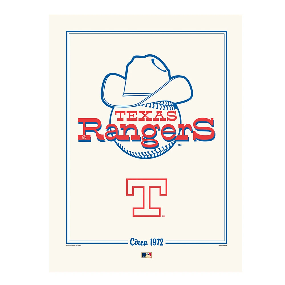 Texas Rangers 12" x 16" 1998 Cooperstown Logo Art Print