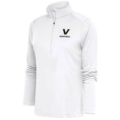 Women's Antigua White Vanderbilt Commodores Basketball Tribute Half-Zip Pullover Top