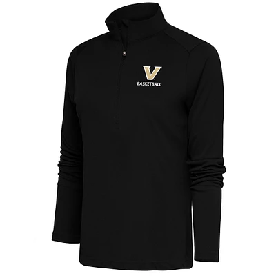 Women's Antigua Black Vanderbilt Commodores Basketball Tribute Half-Zip Pullover Top