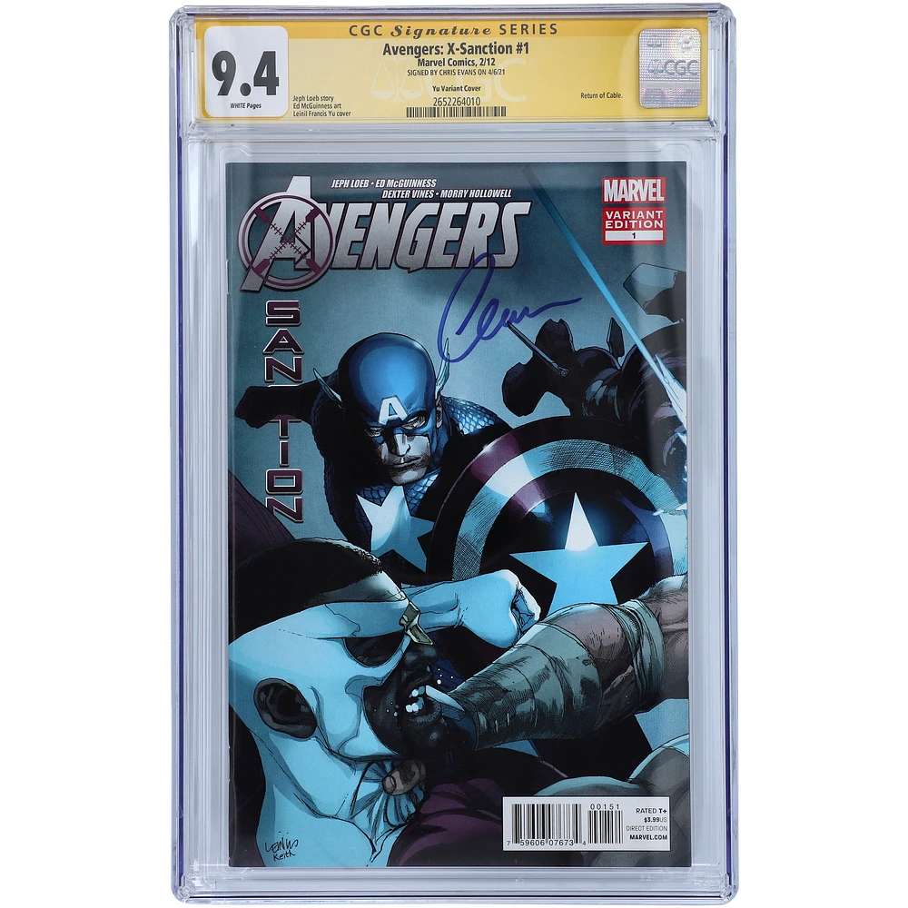 Chris Evans Captain America Autographed Avengers: X-Sanction #1 Variant Cover Comic Book - CGC Graded 9.4