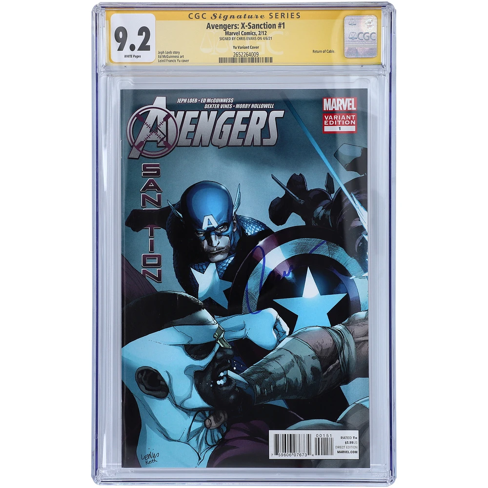 Chris Evans Captain America Autographed Avengers: X-Sanction #1 Variant Comic Book - CGC Graded 9.2