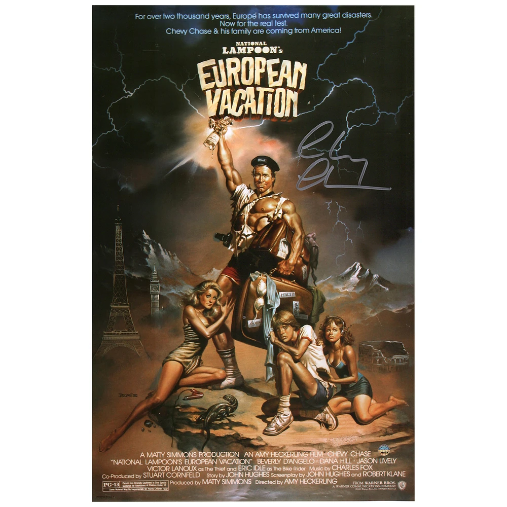 Chevy Chase Autographed National Lampoon's European Vacation Movie Poster - Steiner