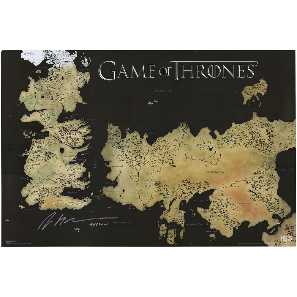 Peter Dinklage Game of Thrones Autographed 24" x 36" World Map Movie Poster