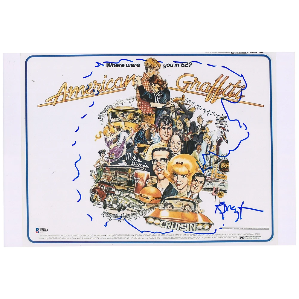 Richard Dreyfuss American Graffiti Autographed 12" x 18" Photograph with Drawing Inscription