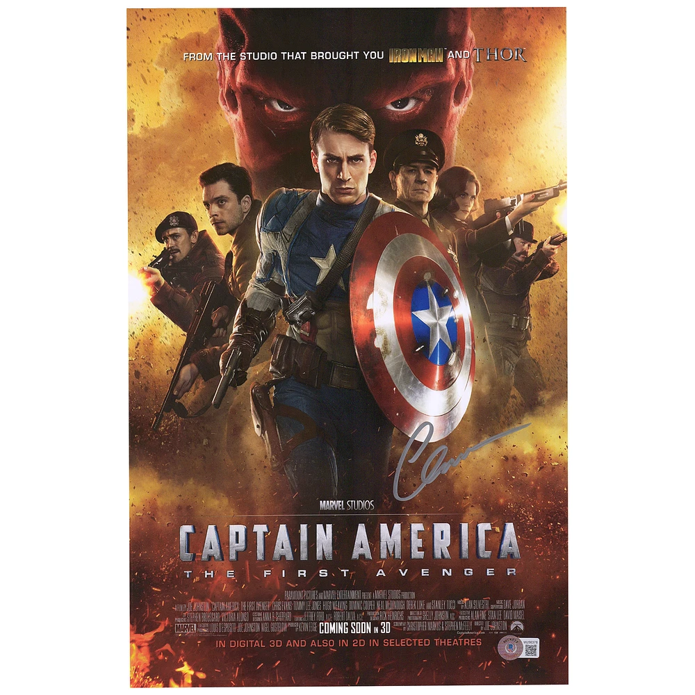 Chris Evans Captain America Autographed 12" x 18" First Avenger Photograph