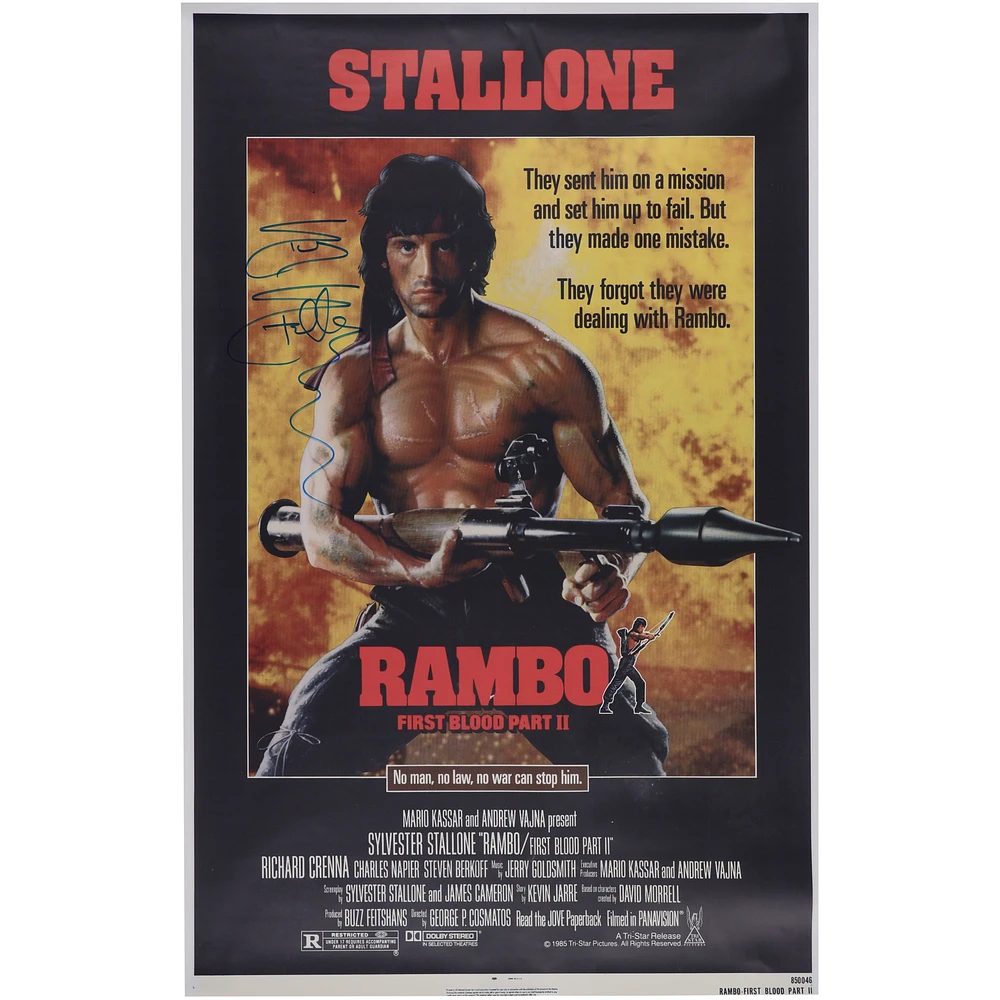 Sylvester Stallone Rambo II Autographed 24" x 36" Movie Poster