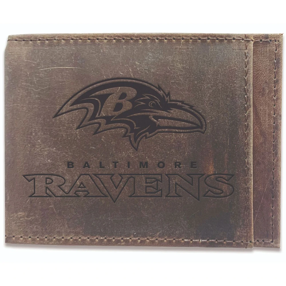 Brown Baltimore Ravens Bifold Leather Wallet