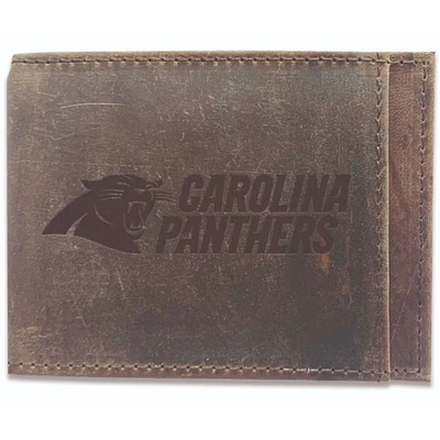 Brown Carolina Panthers Bifold Leather Wallet