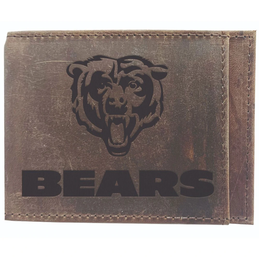 Brown Chicago Bears Bifold Leather Wallet