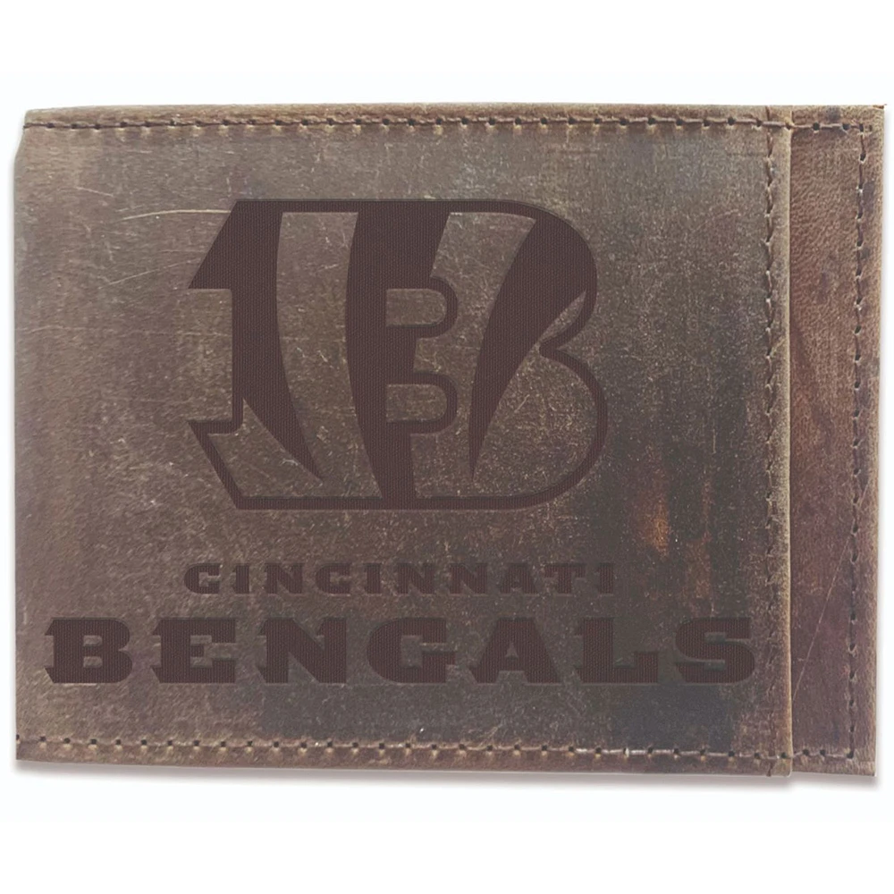 Brown Cincinnati Bengals Bifold Leather Wallet