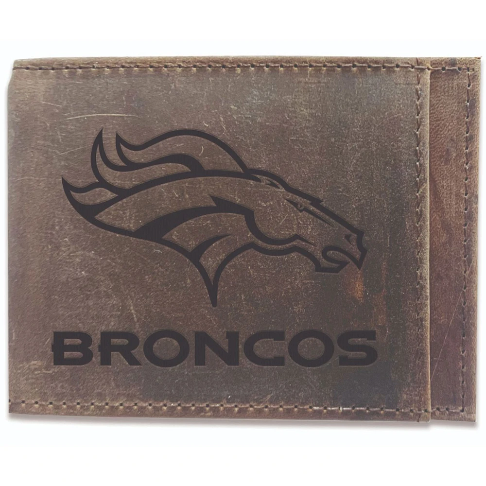 Brown Denver Broncos Bifold Leather Wallet