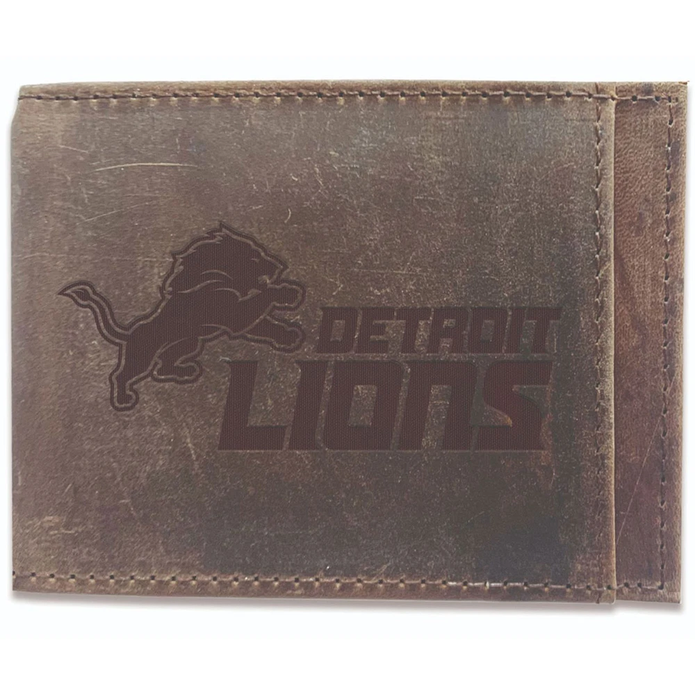 Brown Detroit Lions Bifold Leather Wallet