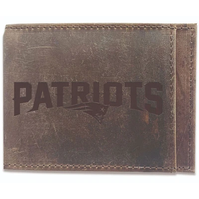 Brown New England Patriots Bifold Leather Wallet