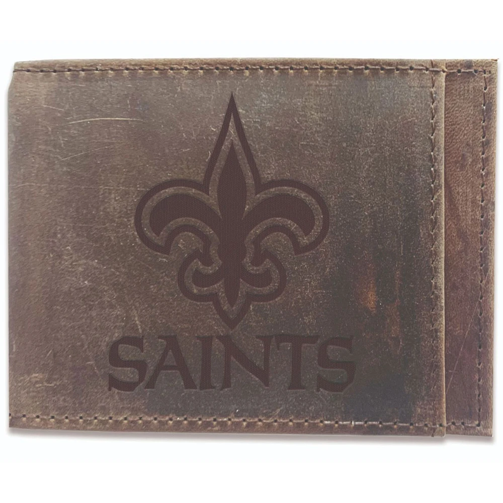 Brown New Orleans Saints Bifold Leather Wallet