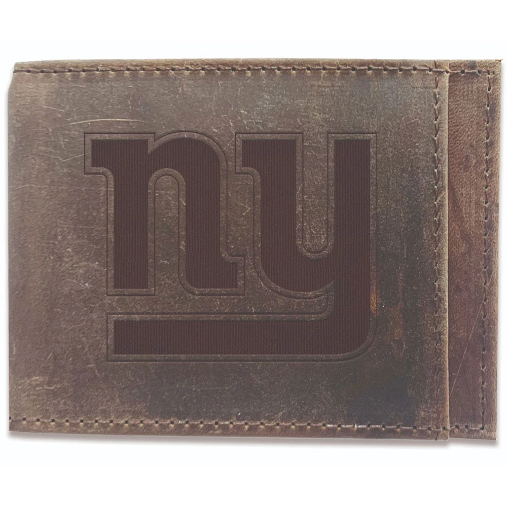 Brown New York Giants Bifold Leather Wallet