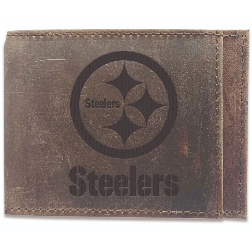 Brown Pittsburgh Steelers Bifold Leather Wallet