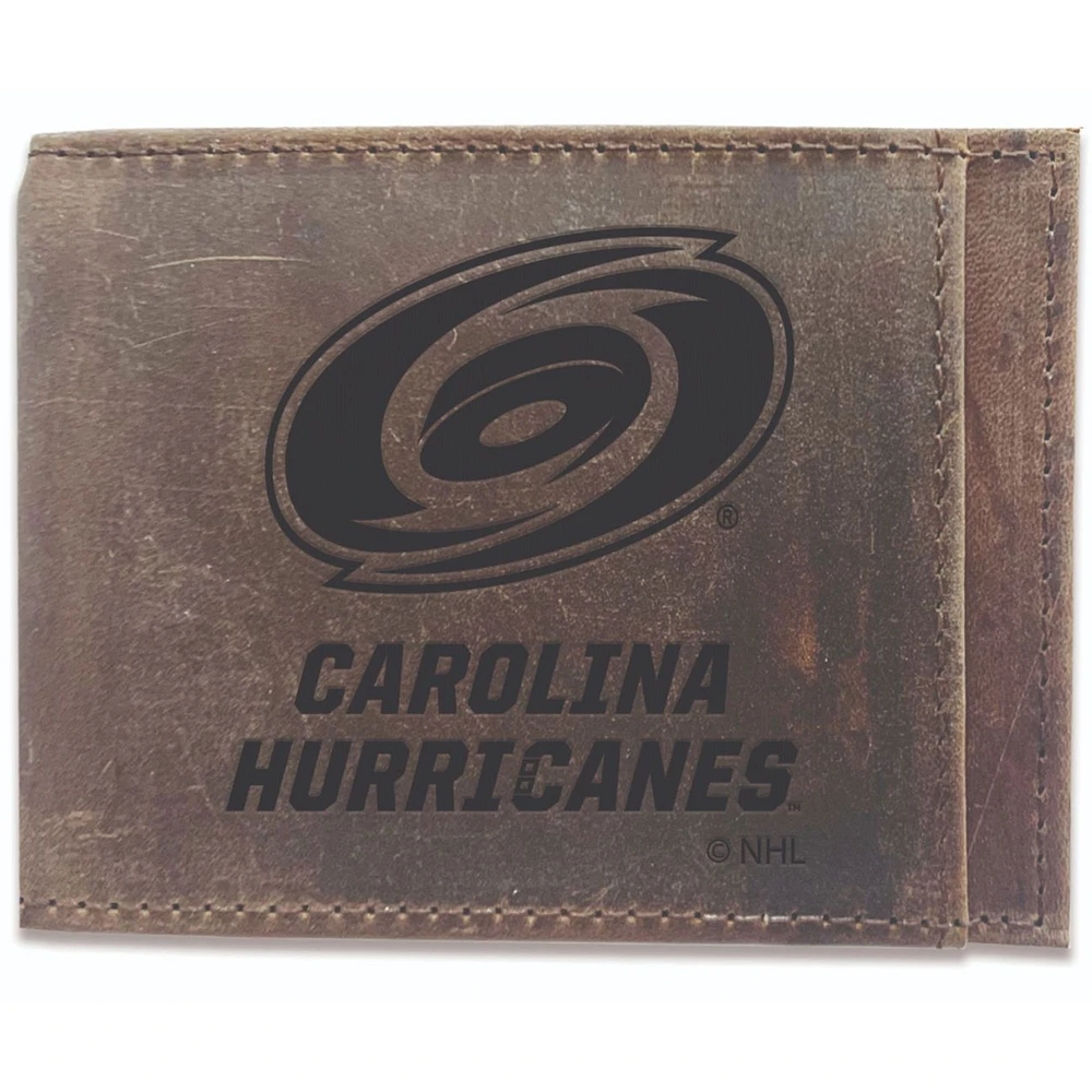 Brown Carolina Hurricanes Bifold Leather Wallet