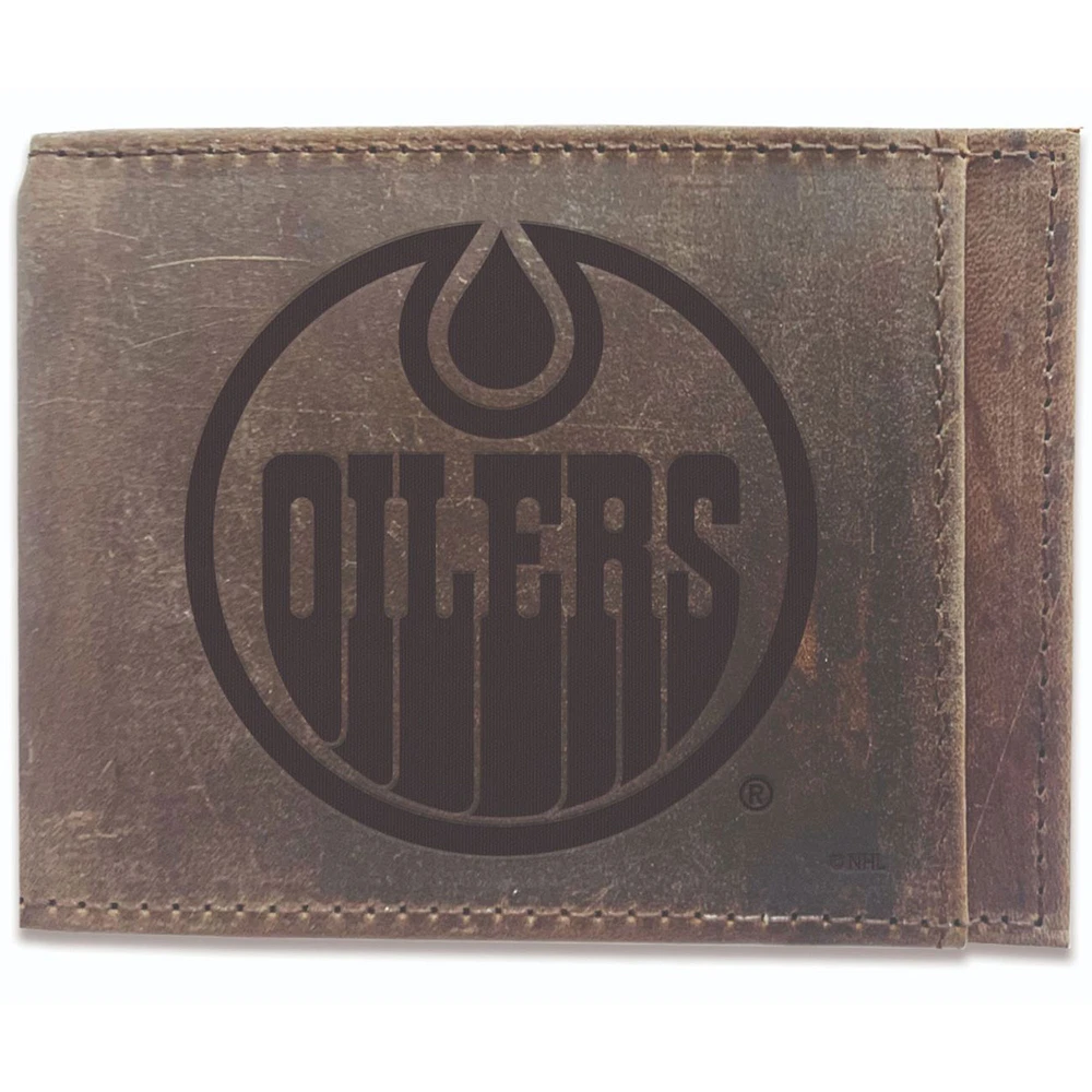 Brown Edmonton Oilers Bifold Leather Wallet