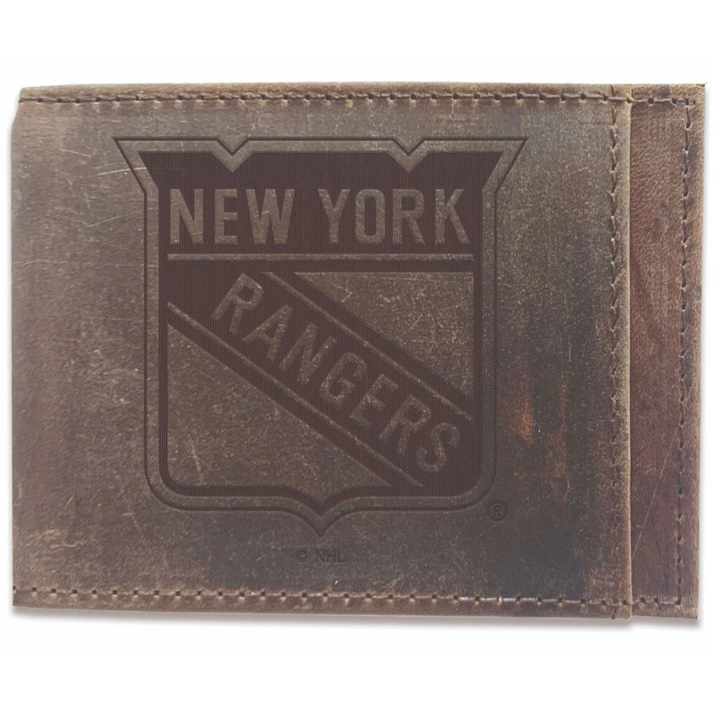Brown New York Rangers Bifold Leather Wallet