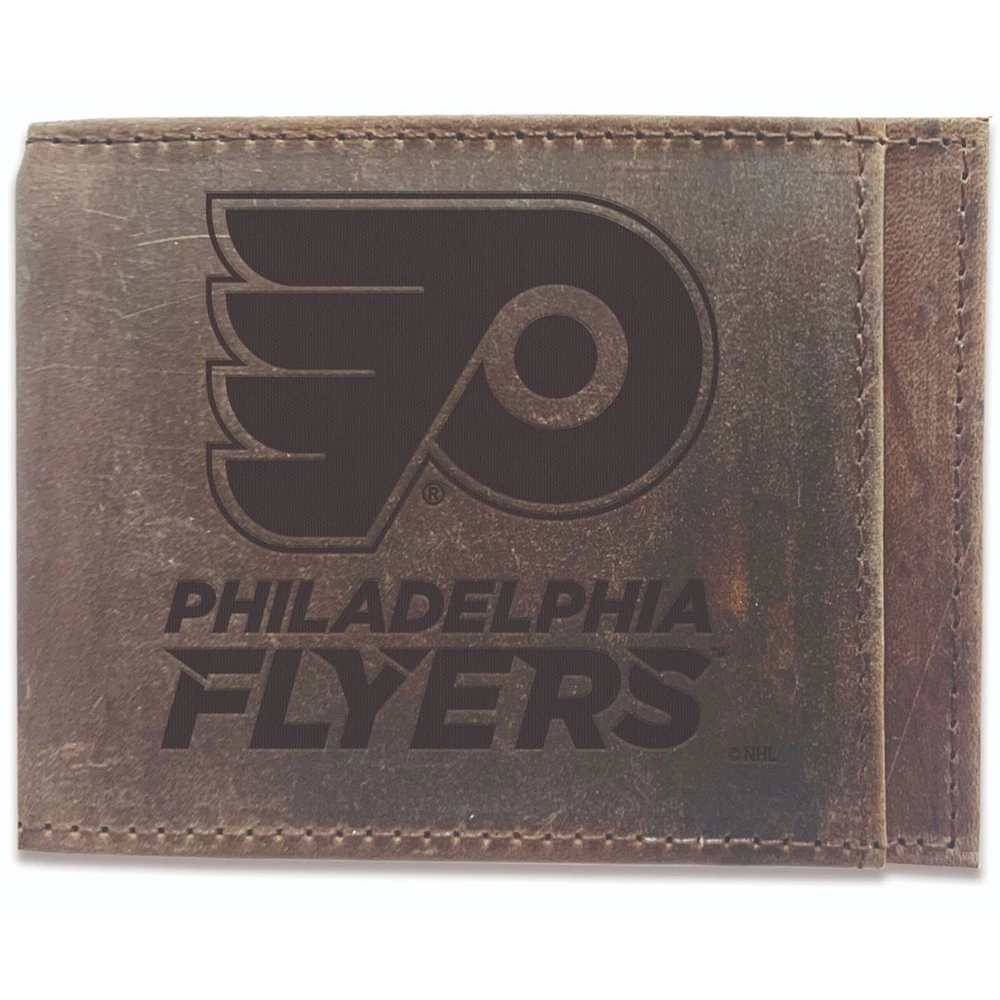 Brown Philadelphia Flyers Bifold Leather Wallet