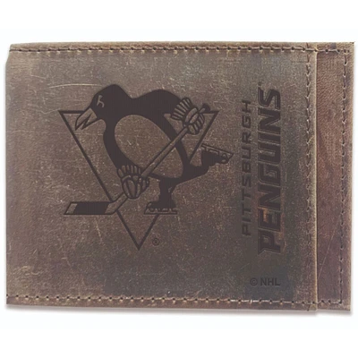 Brown Pittsburgh Penguins Bifold Leather Wallet