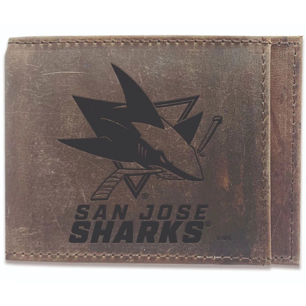 Brown San Jose Sharks Bifold Leather Wallet