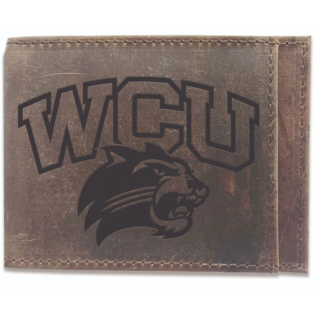 Brown Western Carolina Catamounts Bifold Leather Wallet