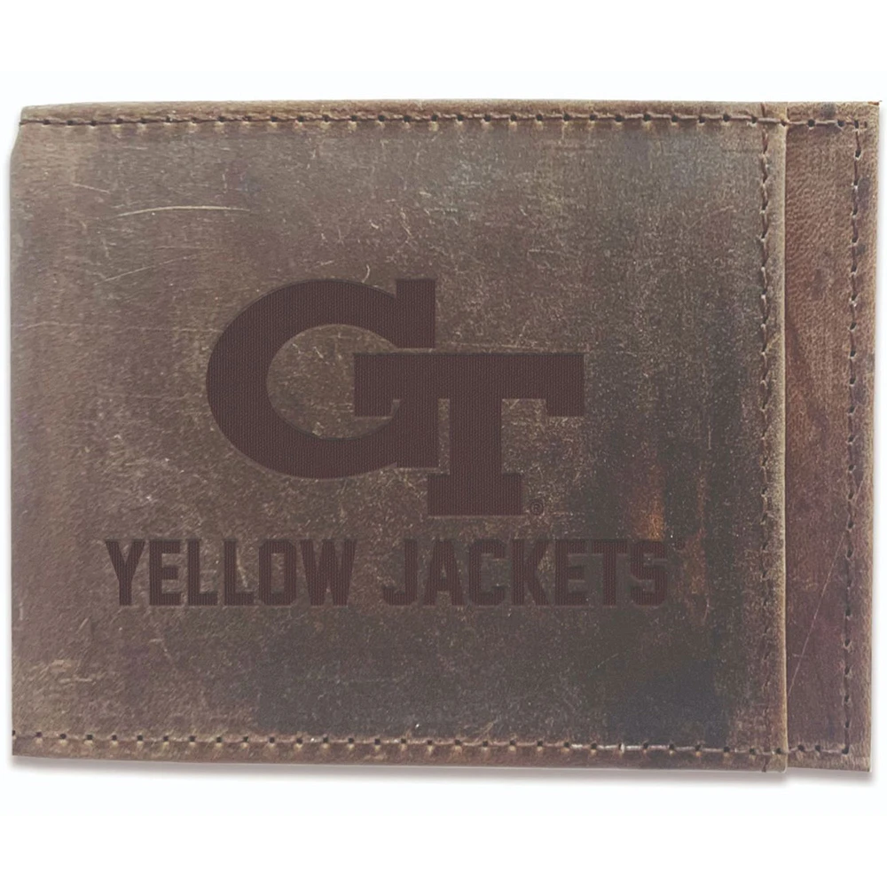 Brown Georgia Tech Yellow Jackets Bifold Leather Wallet