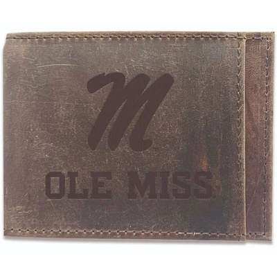 Brown Ole Miss Rebels Bifold Leather Wallet