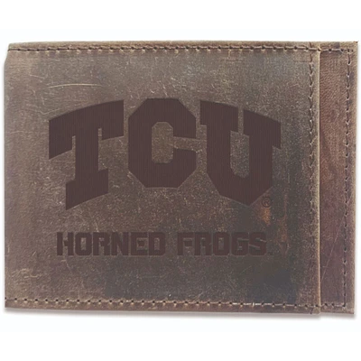 Brown TCU Horned Frogs Bifold Leather Wallet