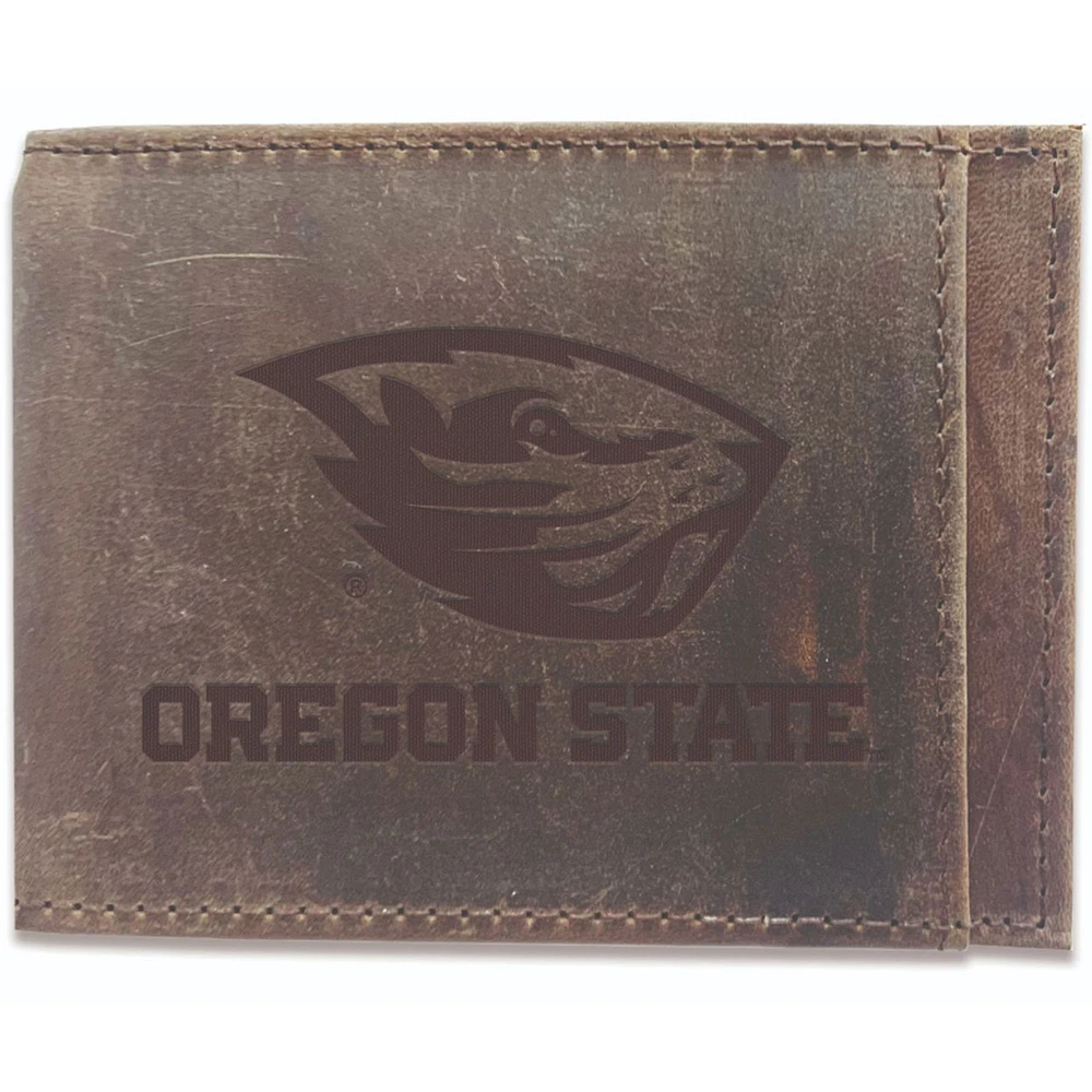 Brown Oregon State Beavers Bifold Leather Wallet