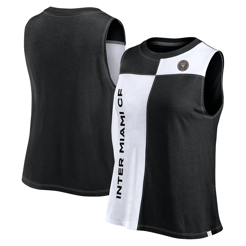 Women's Fanatics Black Inter Miami CF Script Colorblock Tank Top