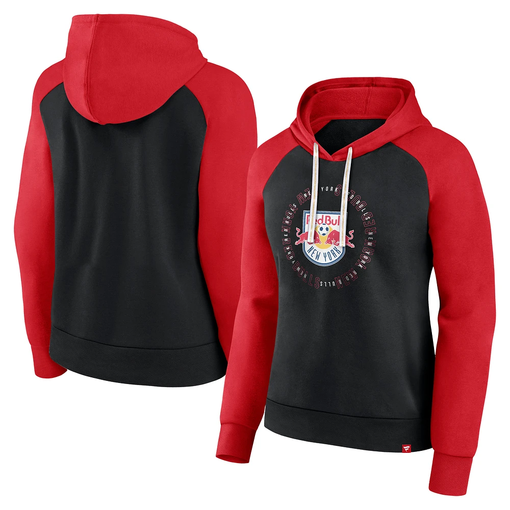 Women's Fanatics Black/Red New York Red Bulls Instep Raglan Pullover Hoodie