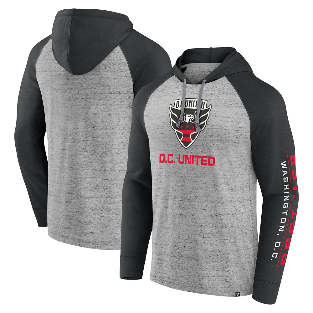 Men's Fanatics Steel D.C. United Deflection Raglan Pullover Hoodie