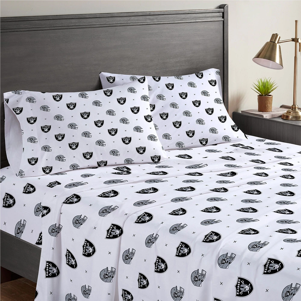 Las Vegas Raiders Four-Piece Queen Sheet Set