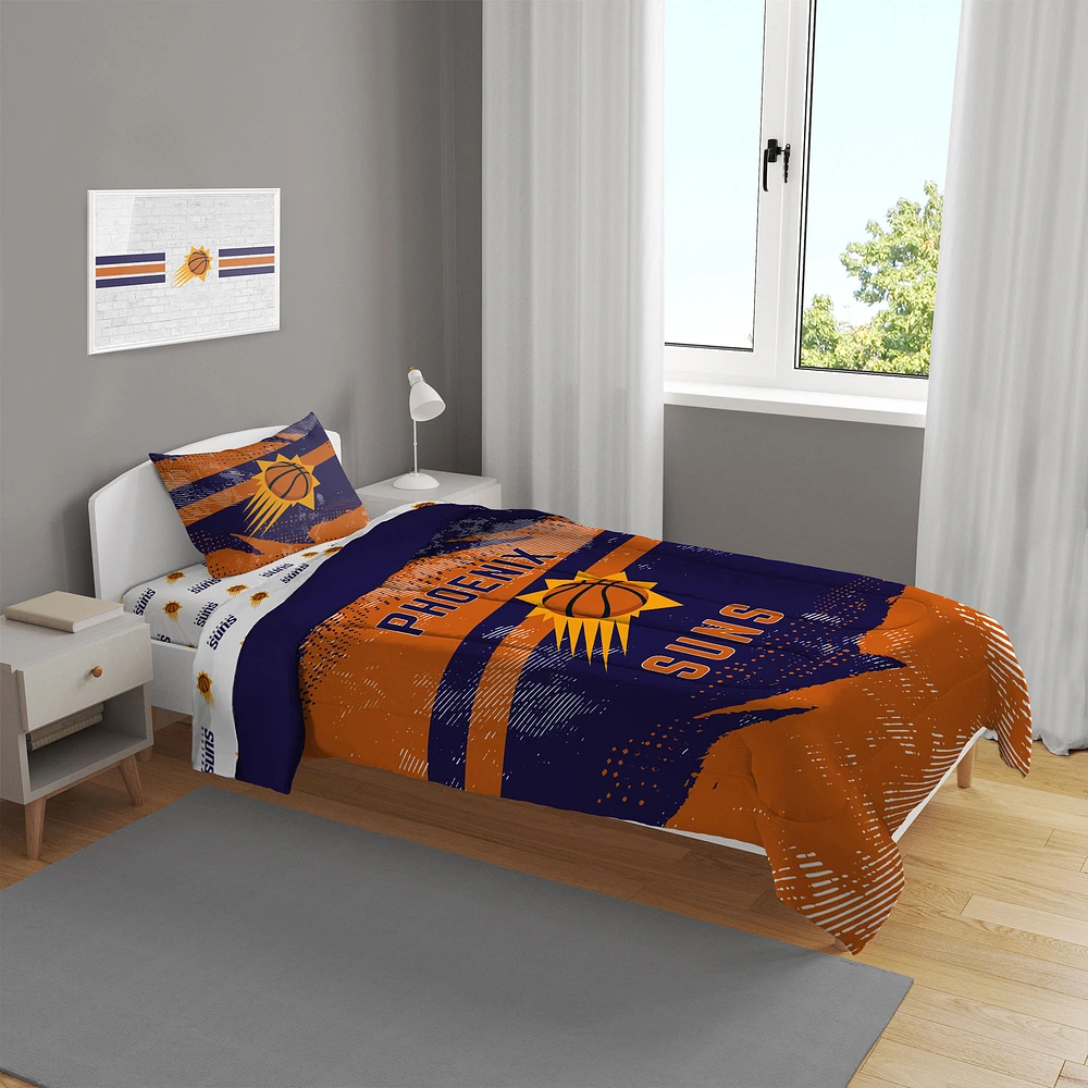 Phoenix Suns Four-Piece Slanted Stripe Twin Bed Set