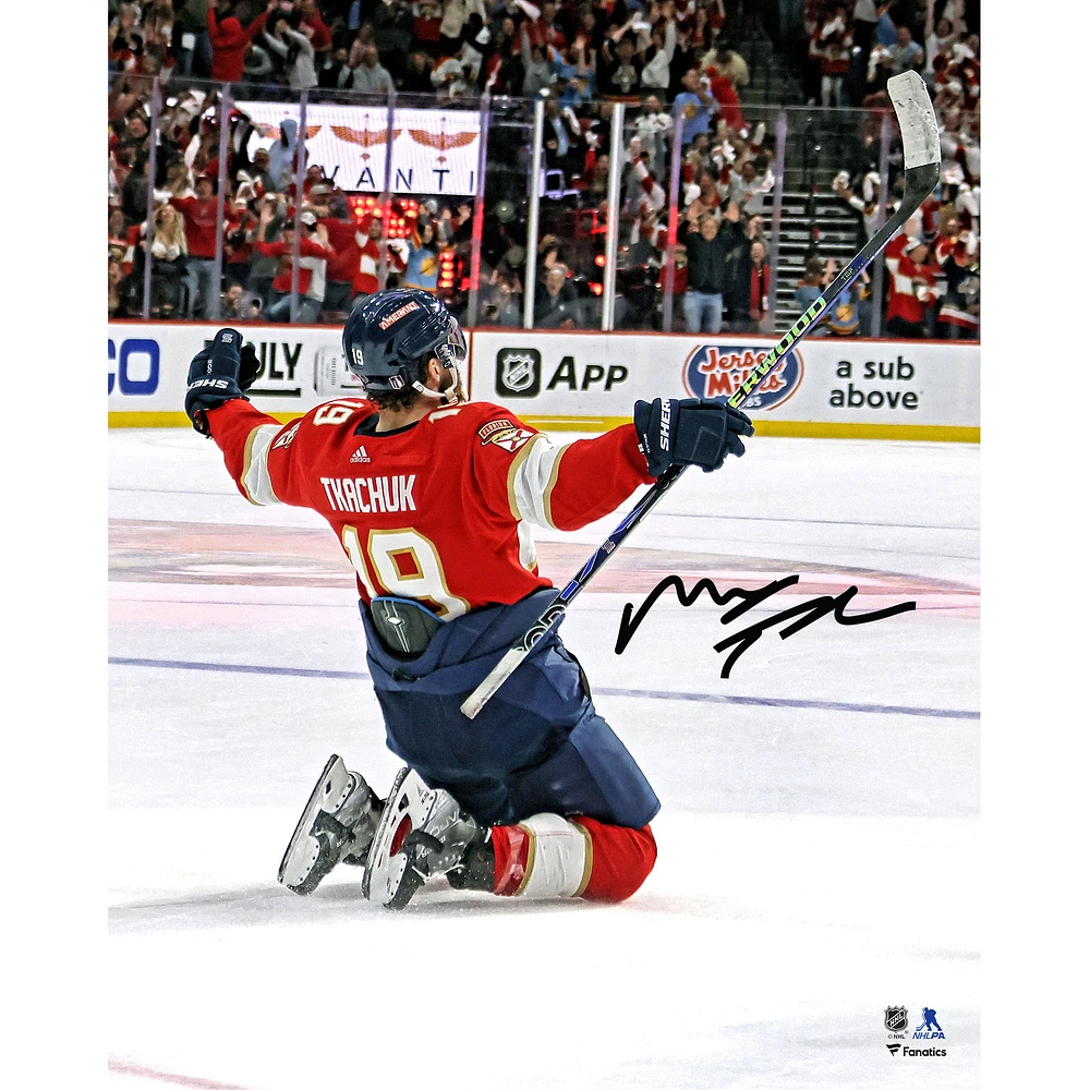 Matthew Tkachuk Florida Panthers Autographed 16" x 20" Eastern Conference Final Game Winning Goal Celebrating Photograph