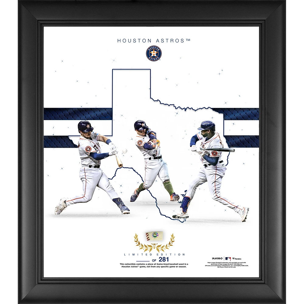 Houston Astros Framed 15" x 17" Franchise Foundations 2023 Collage with a Piece of Game Used Baseball - Limited Edition of 281
