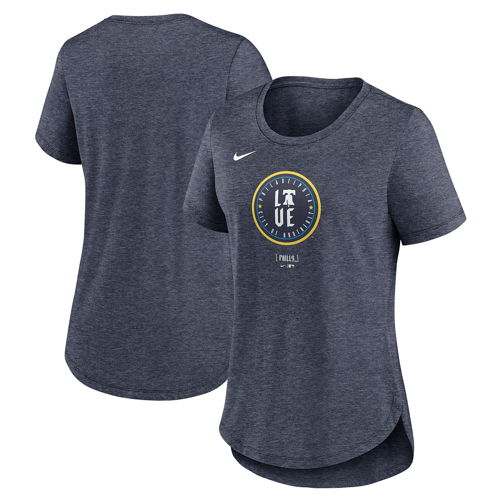 Women's Nike Navy Philadelphia Phillies 2024 City Connect Tri-Blend T-Shirt