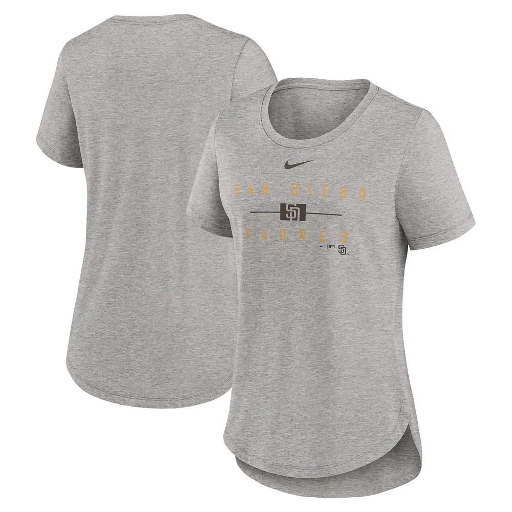 Women's Nike Heather Gray San Diego Padres Knockout Team Stack Tri-Blend T-Shirt