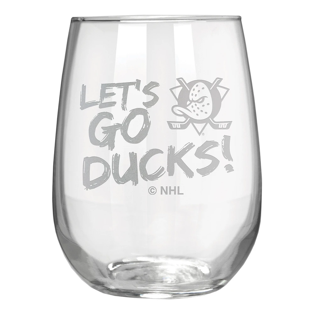 Anaheim Ducks Etched 17oz. Rally Cry Stemless Wine Glass