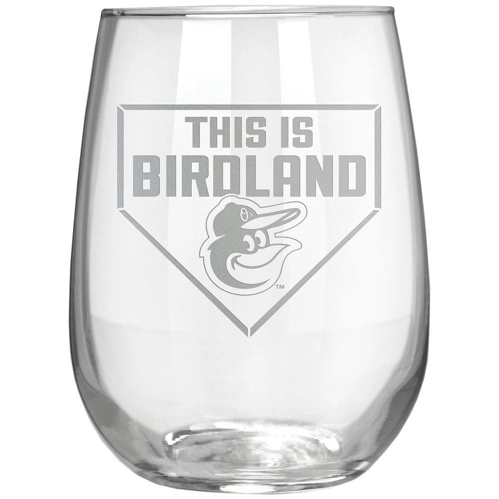Baltimore Orioles Etched 17oz. Rally Cry Stemless Wine Glass