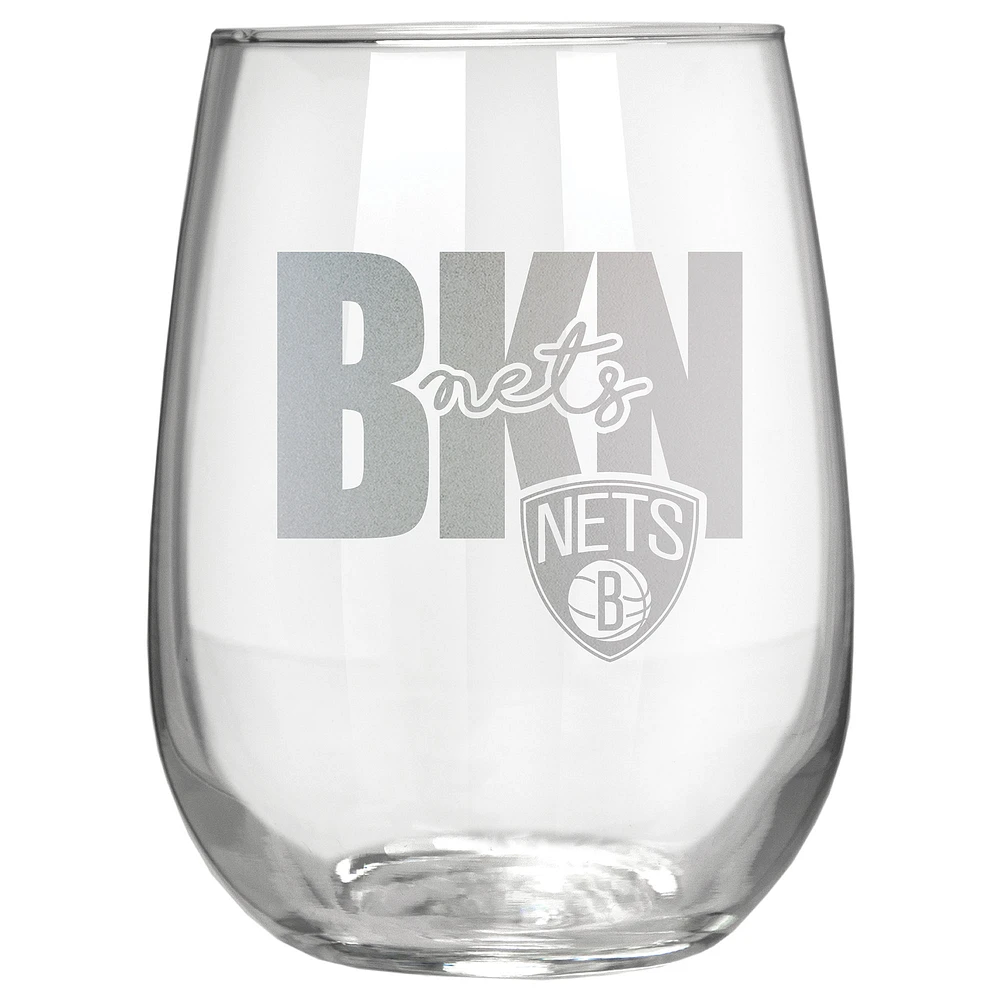 Brooklyn Nets Etched 17oz. City Stemless Wine Glass