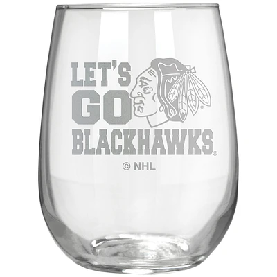 Chicago Blackhawks Etched 17oz. Rally Cry Stemless Wine Glass